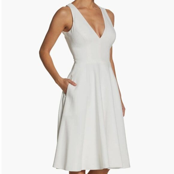 Dress the Population cream white Catalina crepe fit and flare dress size xxL - Picture 1 of 16